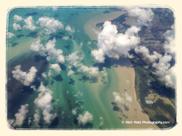 Aerial of clouds over the Everglades in Florida.