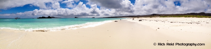 Panorama of Gardner Bay beach on San Cristobal Island, Galapagos National Park, Ecuador.